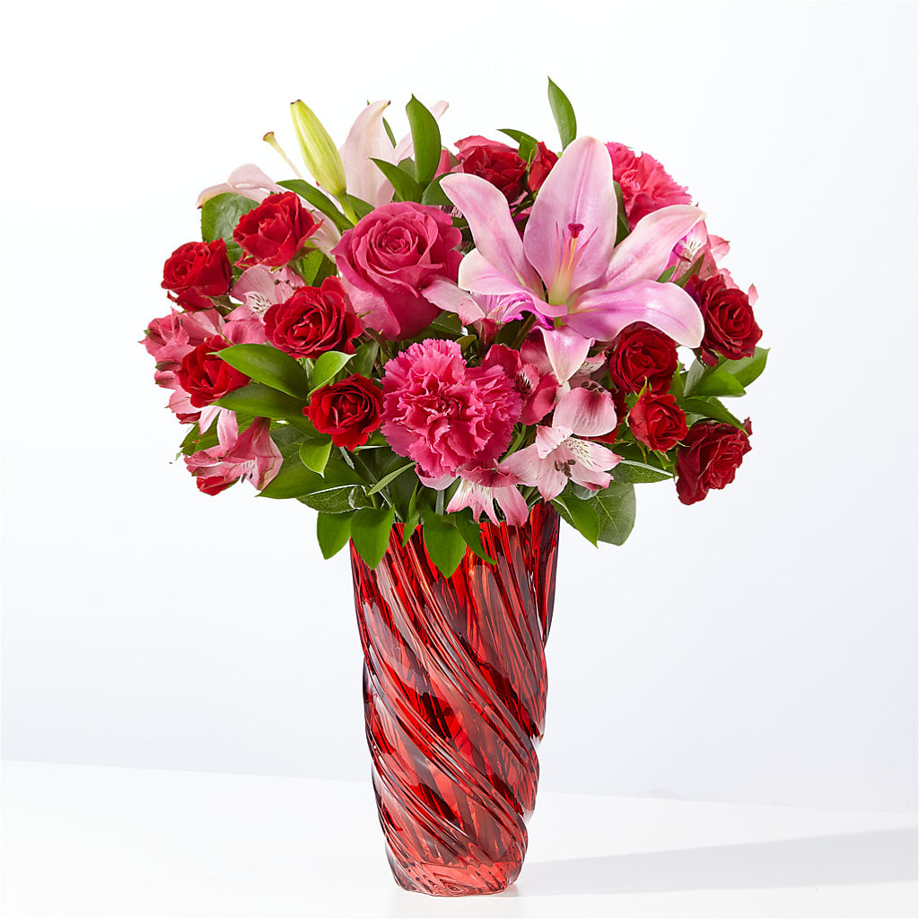 In Love Bouquet with Luxe Swirl Vase – Usa Flowershop Llc, Pompano Beach FL