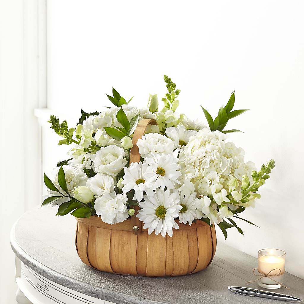 Pure Ivory Basket – Usa Flowershop Llc, Pompano Beach FL