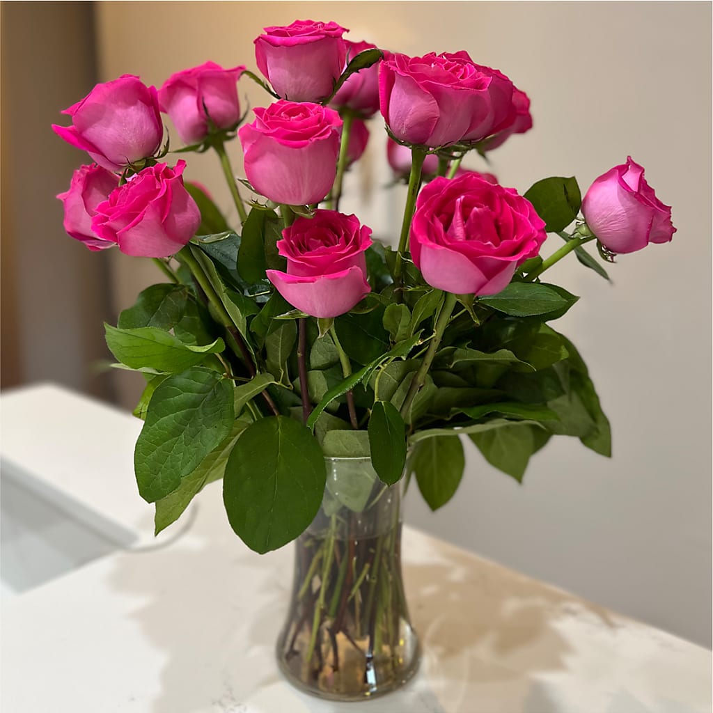 Long Stem Pink Rose Bouquet –  Usa Flowershop Llc, Pompano Beach FL