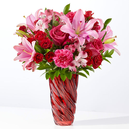 In Love Bouquet with Luxe Swirl Vase –  Usa Flowershop Llc, Pompano Beach FL