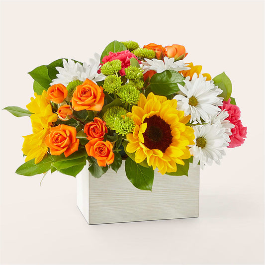 Sun-drenched Blooms Box Bouquet –  Usa Flowershop Llc, Pompano Beach FL