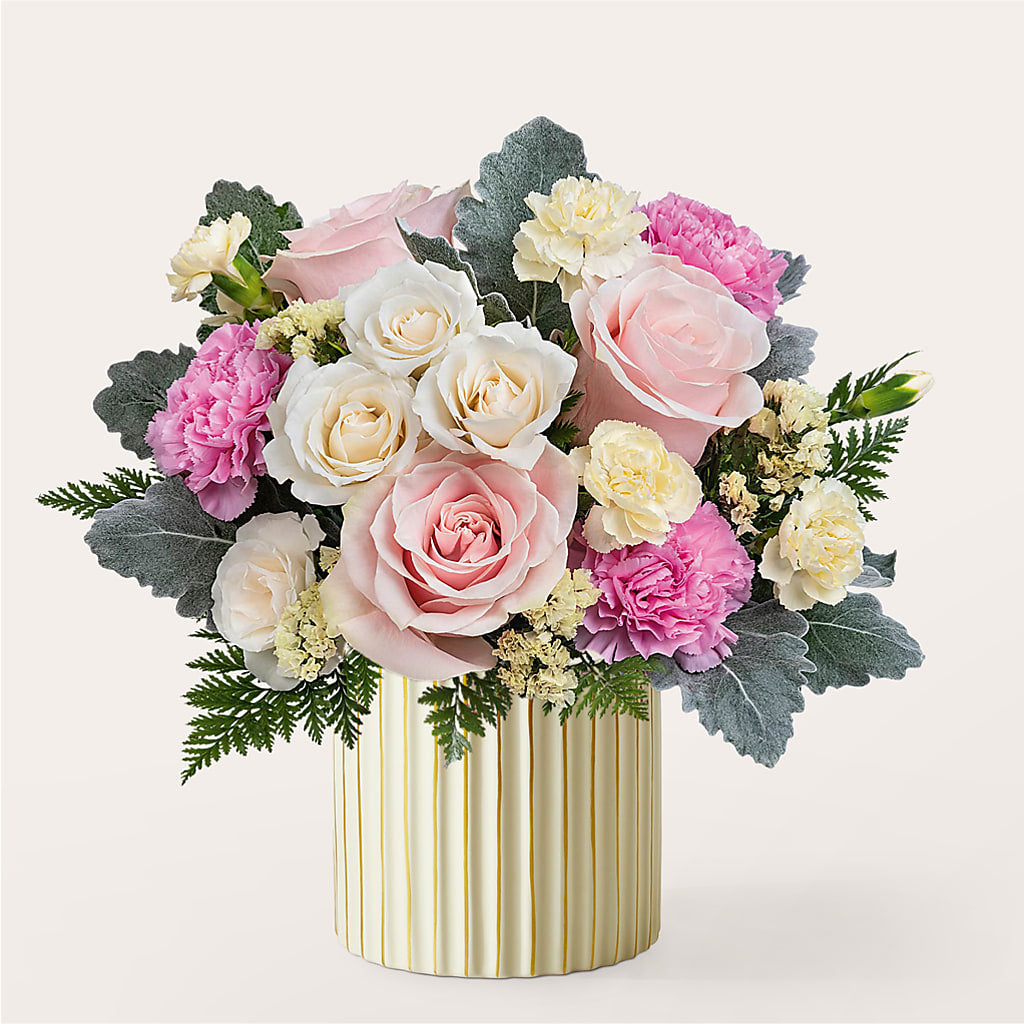 Blissful Moments Bouquet with Ivory Vase –  Usa Flowershop Llc, Pompano Beach FL