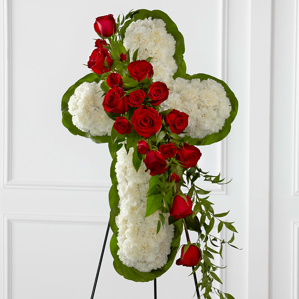 Floral Cross Easel –  Usa Flowershop Llc, Pompano Beach FL