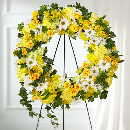 Golden Remembrance Wreath –  Usa Flowershop Llc, Pompano Beach FL