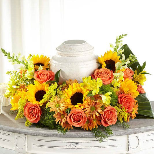 Faithful Sunflower Cremation Adornment –  Usa Flowershop Llc, Pompano Beach FL
