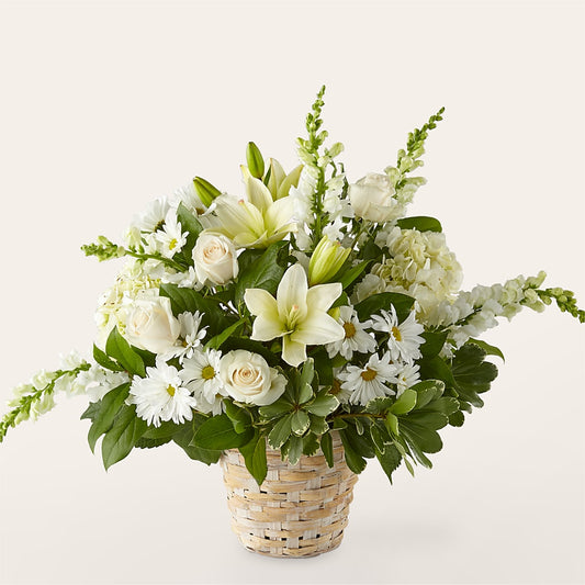 Ivory Elegance Floral Basket –  Usa Flowershop Llc, Pompano Beach FL