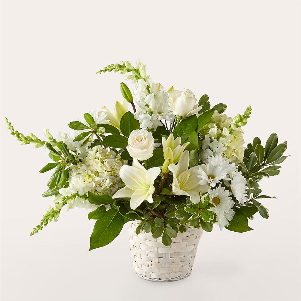 Ivory Elegance Floral Basket –  Usa Flowershop Llc, Pompano Beach FL