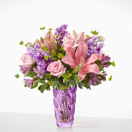Precious Petals Bouquet with Luxe Swirl Vase –  Usa Flowershop Llc, Pompano Beach FL