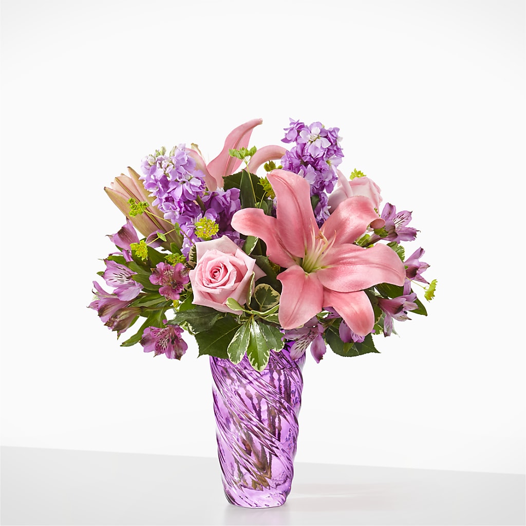 Precious Petals Bouquet with Luxe Swirl Vase –  Usa Flowershop Llc, Pompano Beach FL