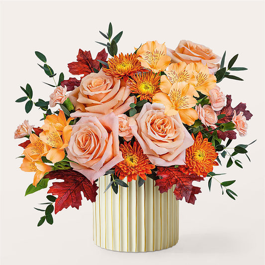Spiced Latte Bouquet with Ivory Vase –  Usa Flowershop Llc, Pompano Beach FL