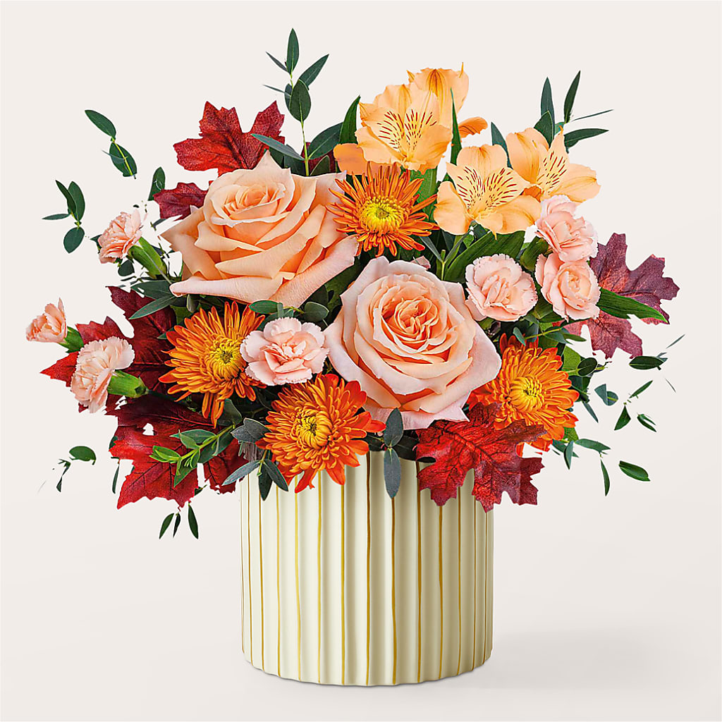 Spiced Latte Bouquet with Ivory Vase –  Usa Flowershop Llc, Pompano Beach FL