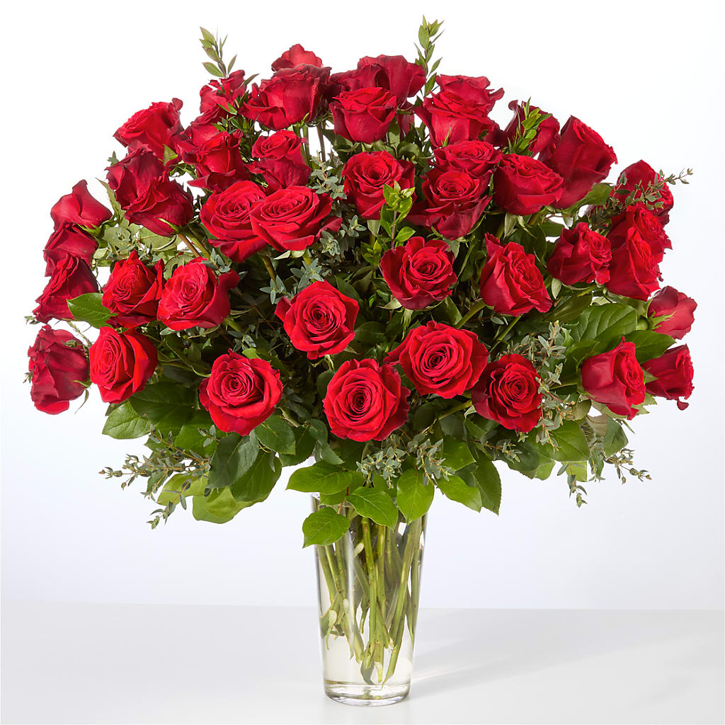 Forever Yours Fifty Stem Red Rose Bouquet –  Usa Flowershop Llc, Pompano Beach FL