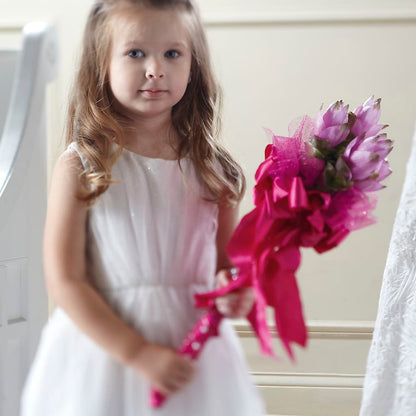 Sparkle Pink Flower Girl Bouquet –  Usa Flowershop Llc, Pompano Beach FL