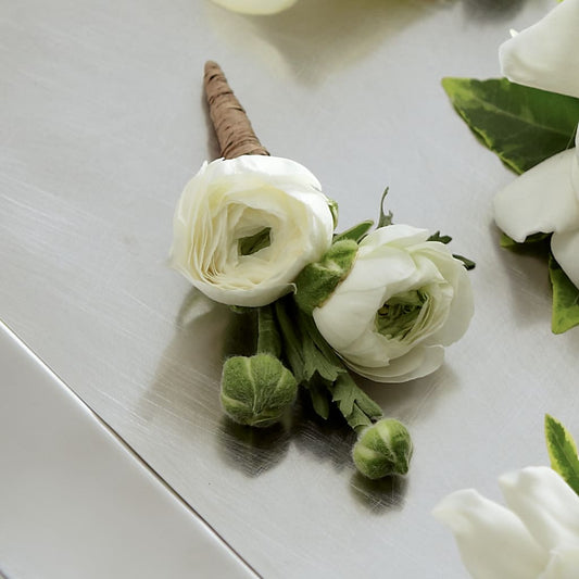 White Ranunculus Boutonniere –  Usa Flowershop Llc, Pompano Beach FL